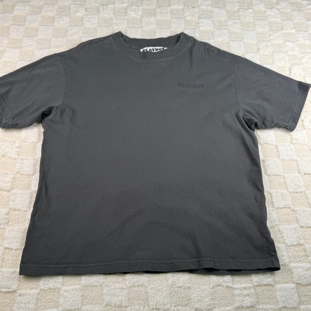 Playboy by Pacsun T-Shirt Men's Medium Gray Crew‎ Neck Short Sleeve Logo Tee